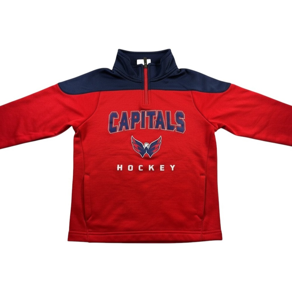 NHL Washington Capitals Kids Large 7 Quarter Zip Pullover Red Navy Blue Hockey